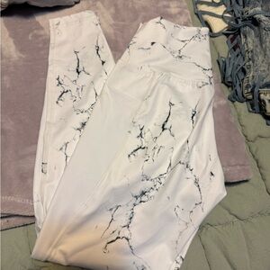 BuffBunny White Marble Print Women's Jeggings